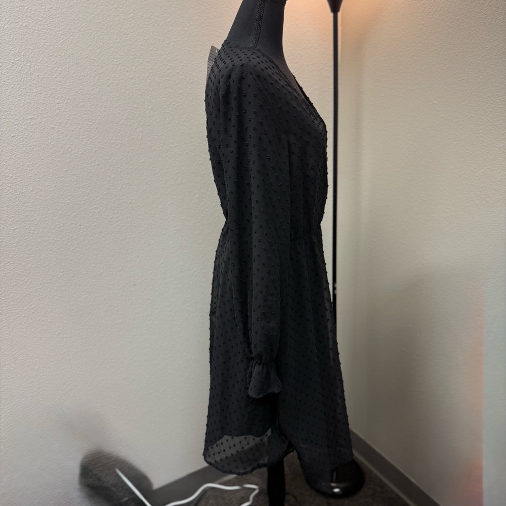 NWT Black Swiss Dot Chiffon Dress. - Picture 5 of 5
